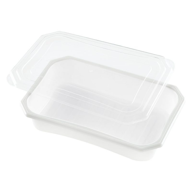 Táper Rect. Deli Micro Blanco 1L.