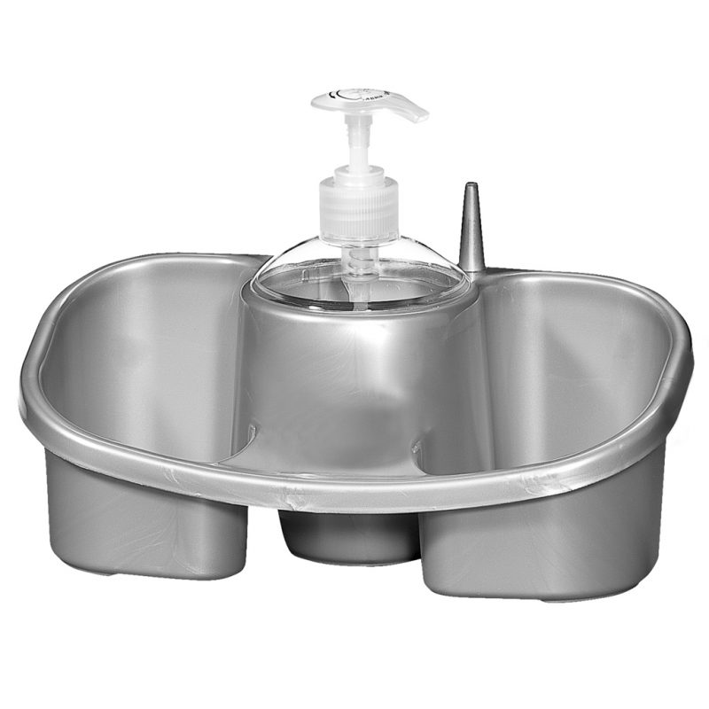 Estropajero Con Dosificador Plata