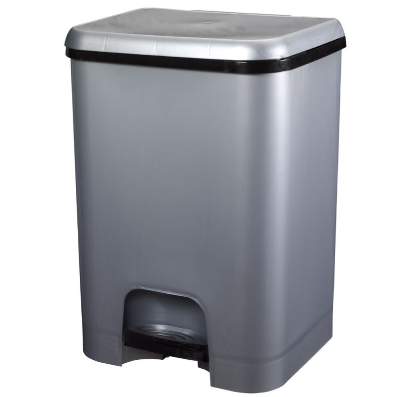 Cubo Pedal  Plata 26L.