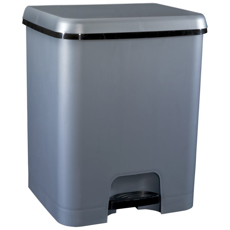 Cubo Pedal Duo Ecologico Plata 52L.