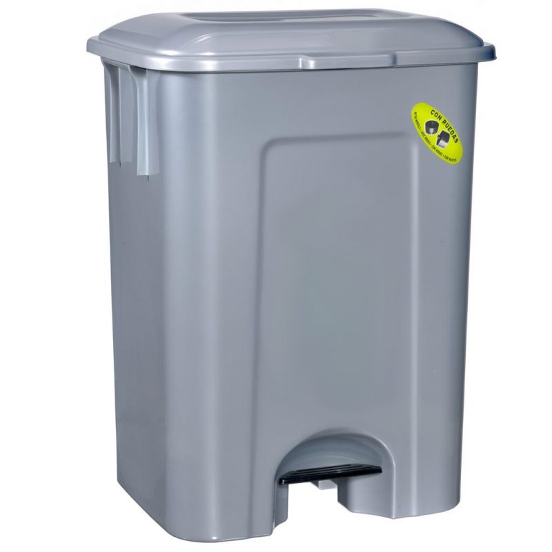 Cubo Basura Pedal Plata 80L.